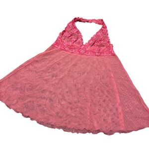 Victoria's Secret Baby Pink Lace Halter Babydoll Lingerie Fairycore Whimsical M